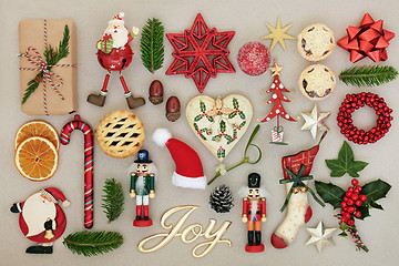 Image showing Christmas Joy Sign and Decorations