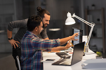 Image showing creative team with computer working late at office