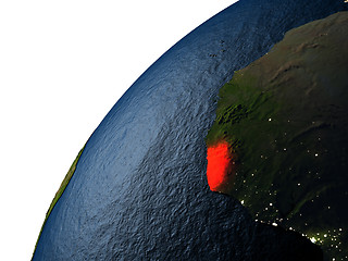 Image showing Liberia in red on Earth at night