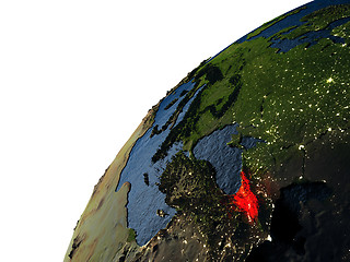 Image showing Georgia in red on Earth at night