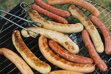 Image showing Sausages on Barbecue grill
