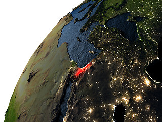 Image showing Israel in red on Earth at night