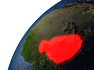 Image showing Niger in red on Earth at night