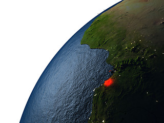 Image showing Equatorial Guinea in red on Earth at night
