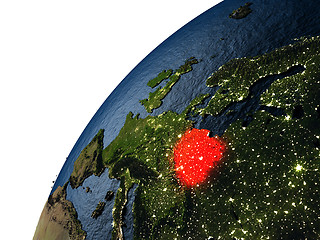 Image showing Poland in red on Earth at night