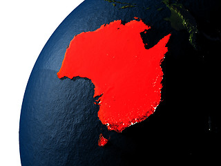 Image showing Australia in red on Earth at night