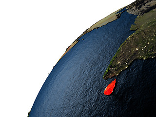 Image showing Sri Lanka in red on Earth at night