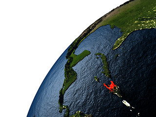 Image showing Haiti in red on Earth at night