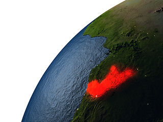 Image showing Congo in red on Earth at night