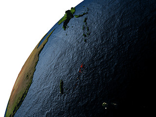 Image showing Vanuatu in red on Earth at night