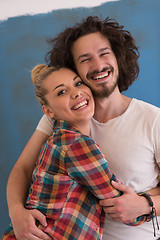 Image showing couple in love  over color background