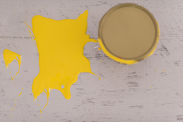 Image showing Yellow paint tin can