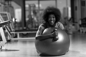 Image showing woman  relaxing after pilates workout