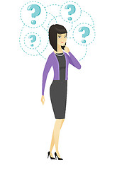 Image showing Young business woman thinking vector illustration.