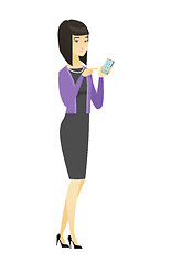 Image showing Asian business woman holding a mobile phone.