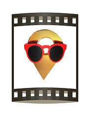 Image showing Glamour map pointer in sunglasses. 3d illustration. The film str