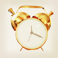 Image showing Old style of Gold Shiny alarm clock. 3d illustration. Vintage st