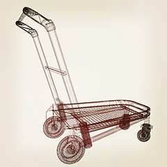 Image showing Trolley for luggage at the airport. 3D illustration.. Vintage st