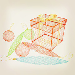 Image showing colorful gift box concept. 3d illustration. Vintage style