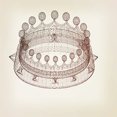 Image showing Crown. 3D illustration. Vintage style