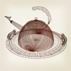 Image showing Teapot concept. 3d illustration. Vintage style