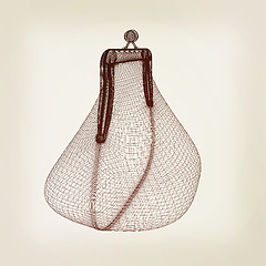 Image showing purse on a white. 3D illustration. Vintage style