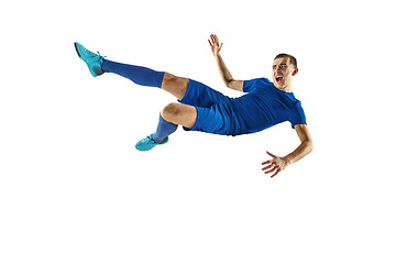 Image showing Professional football soccer player isolated white background