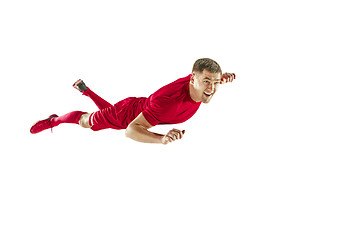 Image showing Professional football soccer player isolated white background