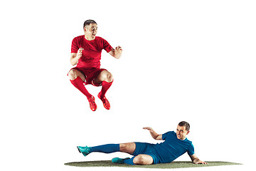 Image showing Professional football soccer players isolated white background