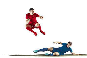 Image showing Professional football soccer players isolated white background