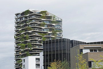 Image showing Asymmetric balconies in Garden Tower- Bern, Switzerland 23 july 