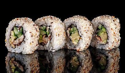 Image showing Closeup few sushi roll california