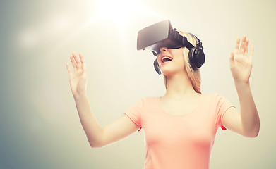 Image showing woman in virtual reality headset or 3d glasses