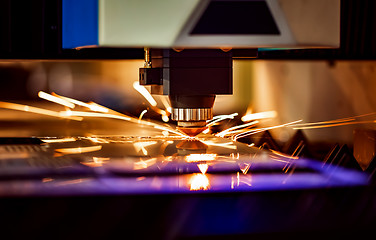 Image showing CNC Laser cutting of metal, modern industrial technology.