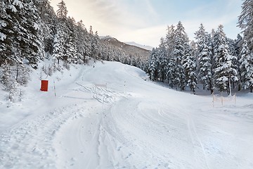 Image showing Skiing slopes from the top