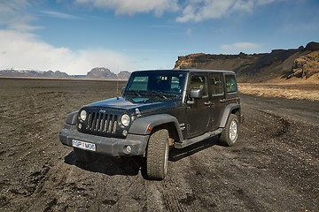 Image showing Jeep Wrangler on Icelandic terrain