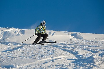 Image showing Skiing in fresh powder snow