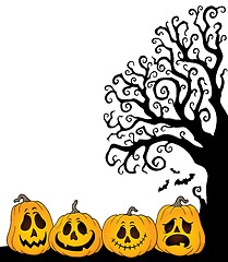 Image showing Halloween tree half silhouette theme 2