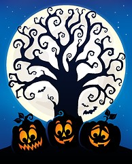 Image showing Halloween tree silhouette topic 6