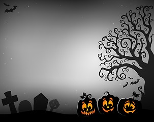 Image showing Halloween tree half silhouette theme 4