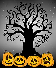 Image showing Halloween tree silhouette topic 4