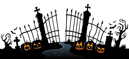 Image showing Cemetery gate silhouette theme 3