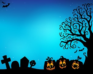 Image showing Halloween tree half silhouette theme 5