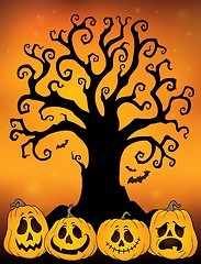 Image showing Halloween tree silhouette topic 3