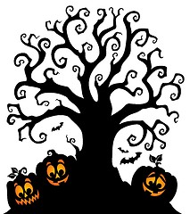 Image showing Halloween tree silhouette topic 7
