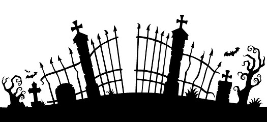 Image showing Cemetery gate silhouette theme 1