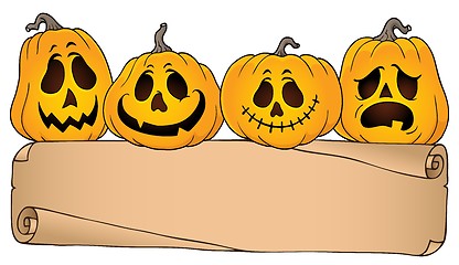 Image showing Wide parchment and Halloween pumpkins 4