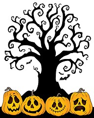 Image showing Halloween tree silhouette topic 2