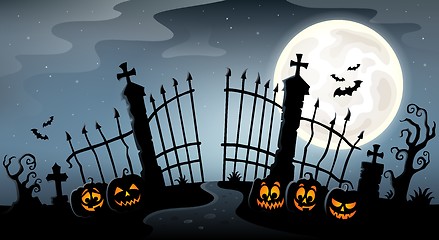 Image showing Cemetery gate silhouette theme 4