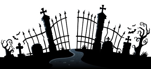 Image showing Cemetery gate silhouette theme 2